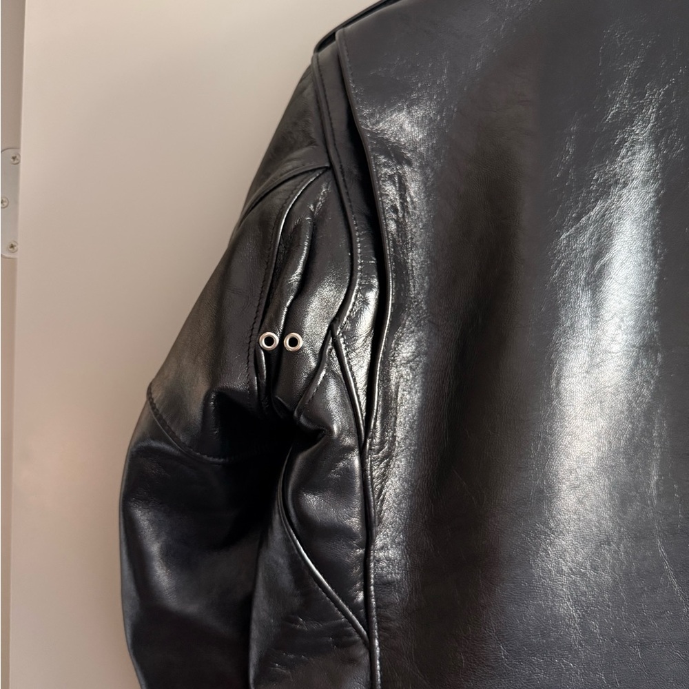 Scott Men's Black Leather Jacket - 618HH - Picture 11 of 12